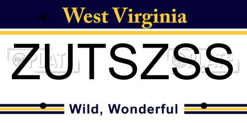 ZUTSZSS West Virginia License Plate