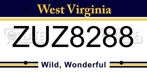 ZUZ8288 West Virginia License Plate