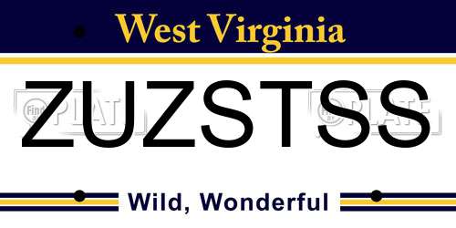 ZUZSTSS West Virginia License Plate