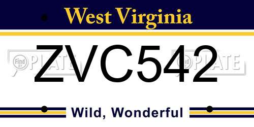 ZVC542 West Virginia License Plate