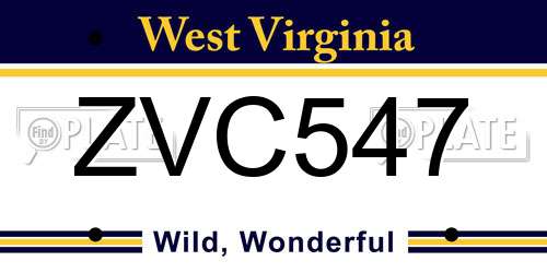 ZVC547 West Virginia License Plate
