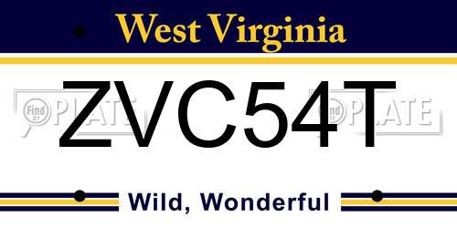 ZVC54T West Virginia License Plate
