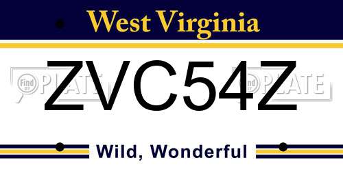 ZVC54Z West Virginia License Plate