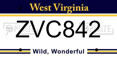 ZVC842 West Virginia License Plate