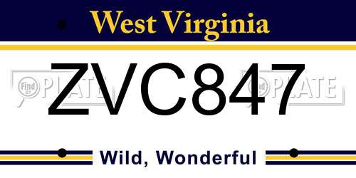 ZVC847 West Virginia License Plate
