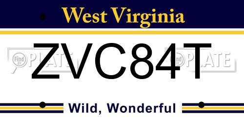 ZVC84T West Virginia License Plate