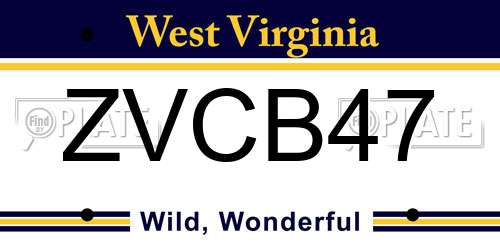 ZVCB47 West Virginia License Plate