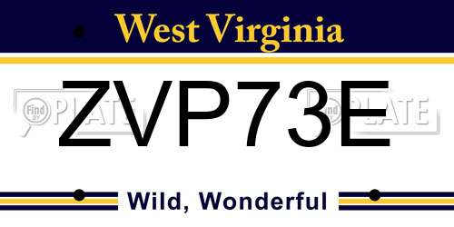 ZVP73E West Virginia License Plate