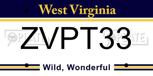 ZVPT33 West Virginia License Plate