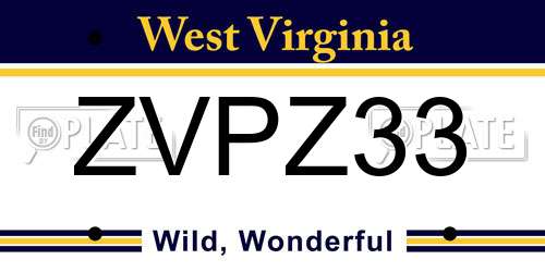 ZVPZ33 West Virginia License Plate
