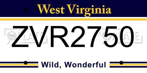 ZVR2750 West Virginia License Plate