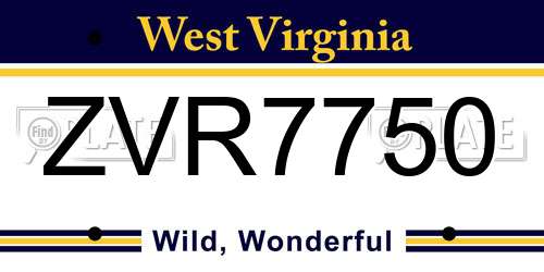 ZVR7750 West Virginia License Plate