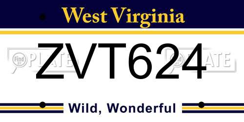ZVT624 West Virginia License Plate