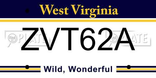 ZVT62A West Virginia License Plate