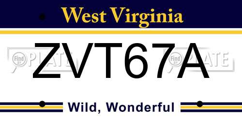 ZVT67A West Virginia License Plate