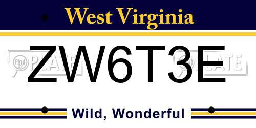ZW6T3E West Virginia License Plate