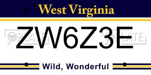ZW6Z3E West Virginia License Plate