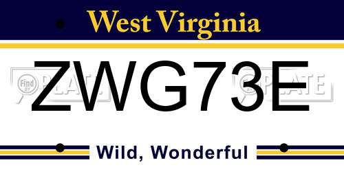 ZWG73E West Virginia License Plate