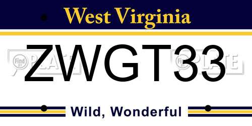 ZWGT33 West Virginia License Plate