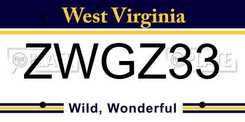 ZWGZ33 West Virginia License Plate