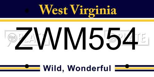 ZWM554 West Virginia License Plate