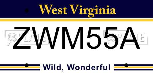 ZWM55A West Virginia License Plate