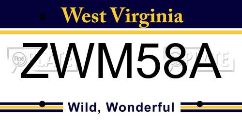 ZWM58A West Virginia License Plate