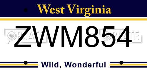 ZWM854 West Virginia License Plate