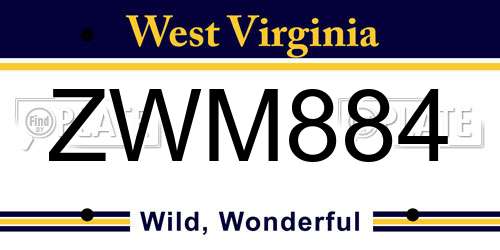 ZWM884 West Virginia License Plate