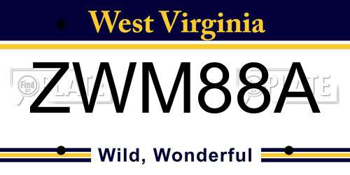 ZWM88A West Virginia License Plate