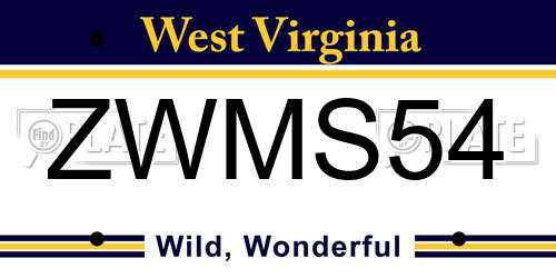 ZWMS54 West Virginia License Plate