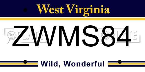 ZWMS84 West Virginia License Plate