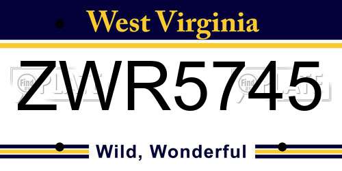 ZWR5745 West Virginia License Plate