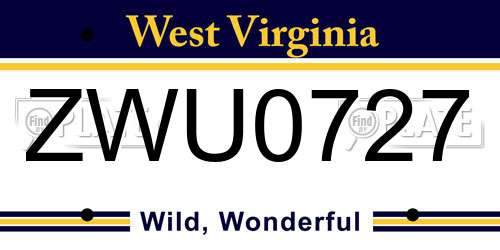 ZWU0727 West Virginia License Plate