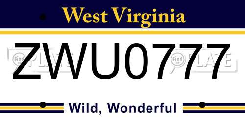 ZWU0777 West Virginia License Plate
