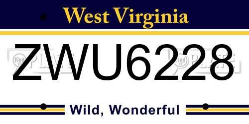 ZWU6228 West Virginia License Plate