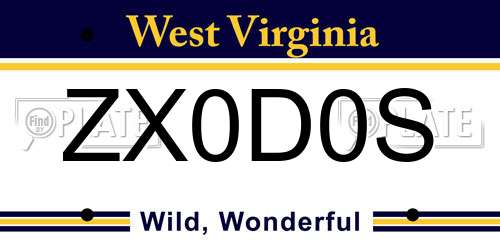 ZX0D0S West Virginia License Plate
