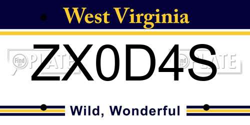 ZX0D4S West Virginia License Plate