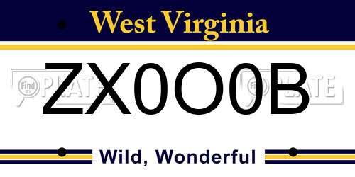 ZX0O0B West Virginia License Plate