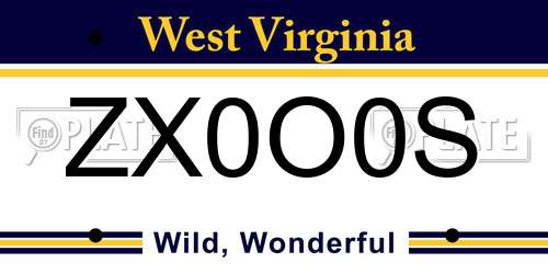 ZX0O0S West Virginia License Plate