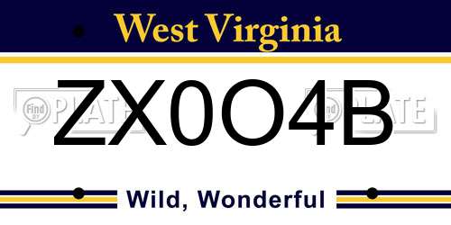 ZX0O4B West Virginia License Plate