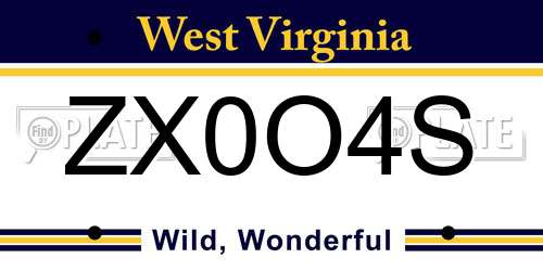 ZX0O4S West Virginia License Plate