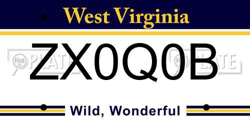 ZX0Q0B West Virginia License Plate