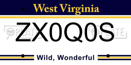 ZX0Q0S West Virginia License Plate