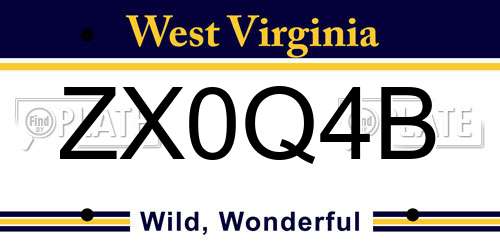 ZX0Q4B West Virginia License Plate