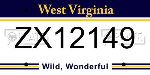 ZX12149 West Virginia License Plate