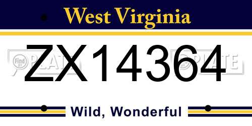 ZX14364 West Virginia License Plate