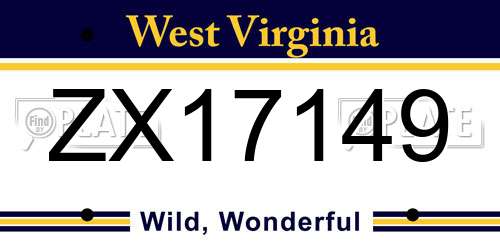 ZX17149 West Virginia License Plate