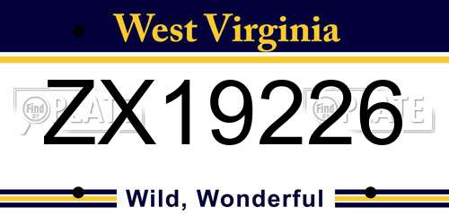 ZX19226 West Virginia License Plate