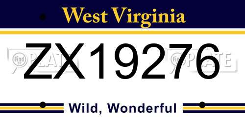 ZX19276 West Virginia License Plate